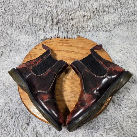 Dr. Martens Flora Womens Size 7 Cherry Red Leather Slip On Ankle Chelsea Boots - Picture 3 of 13